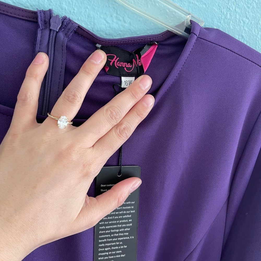 Purple Ruched Ruffled Sheath Midi Dress - Picture 5 of 5